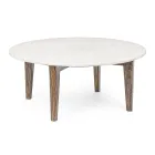 Round Coffee Table for Living Room in Marble and Mango Wood - Desiderio Viadurini