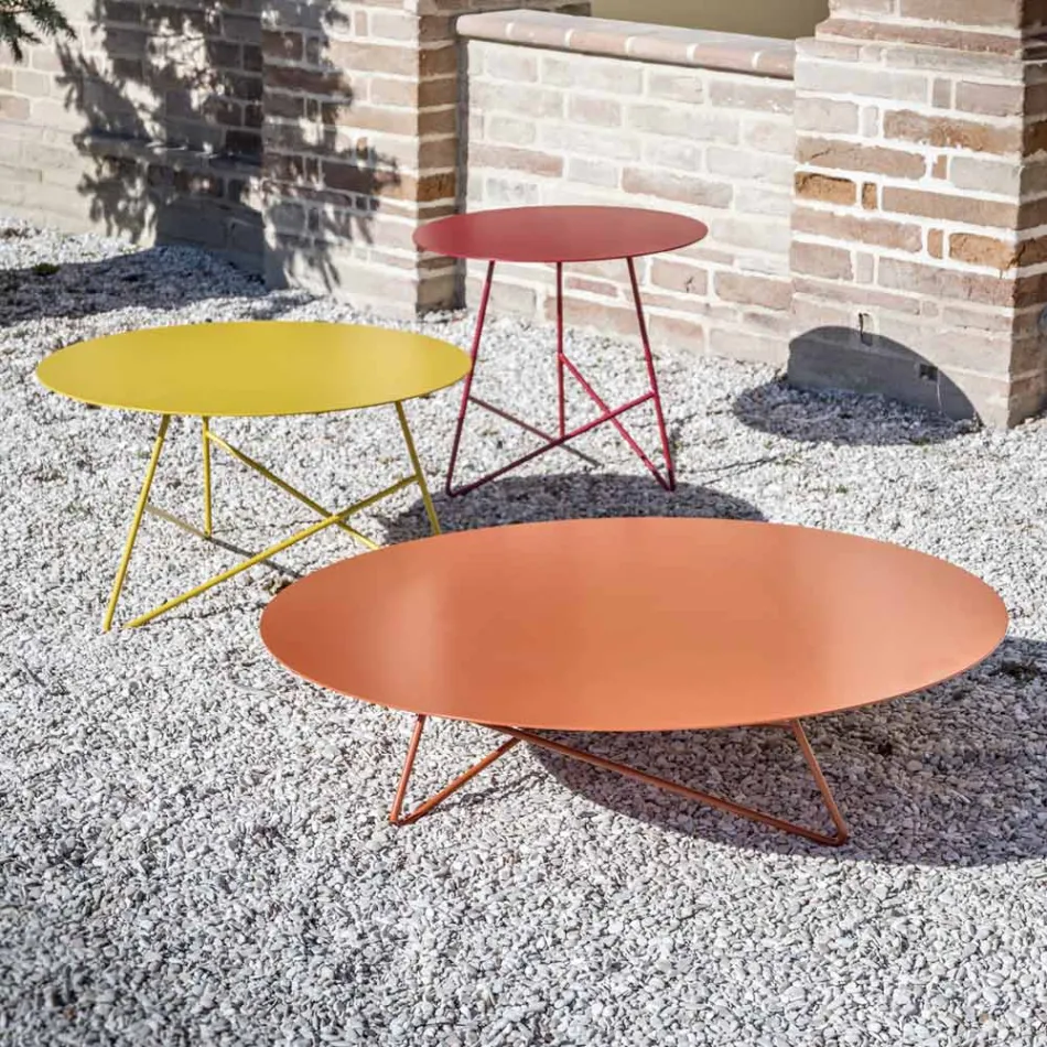 Round Metal Garden Coffee Table in Various Colors and 3 Sizes - Magali Viadurini