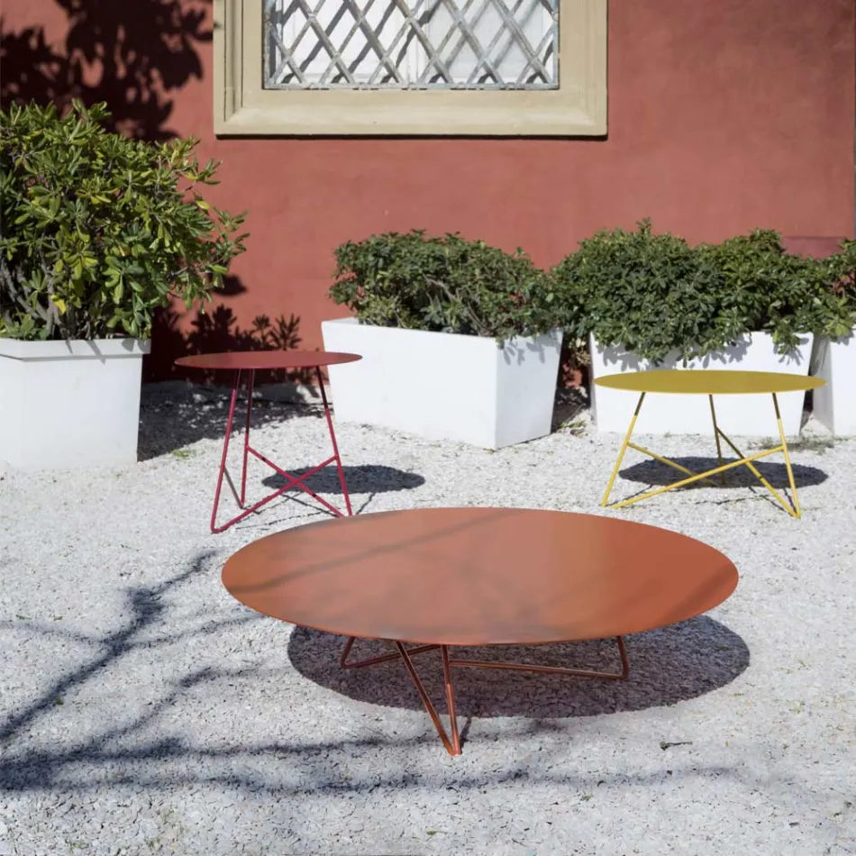 Round Metal Garden Coffee Table in Various Colors and 3 Sizes - Magali Viadurini