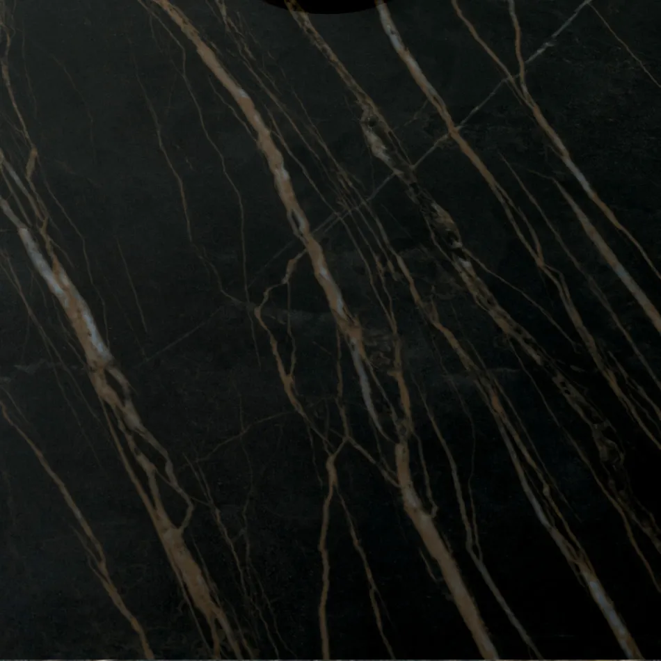 Round Coffee Table in Inclined Metal and Ceramic Top - Coriko Viadurini