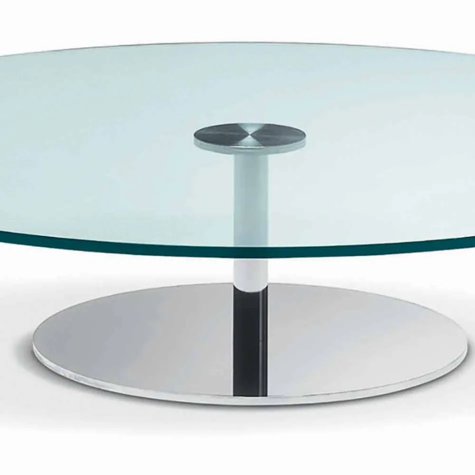 Round Coffee Table in Extra-clear Glass - Giovannino Viadurini