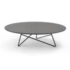 Round Living Room Coffee Table in Luxury Marble Effect Metal and Glass - Magali Viadurini