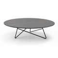 Round Coffee Table for Living Room in Metal and Glass with Luxury Marble Effect - Magali