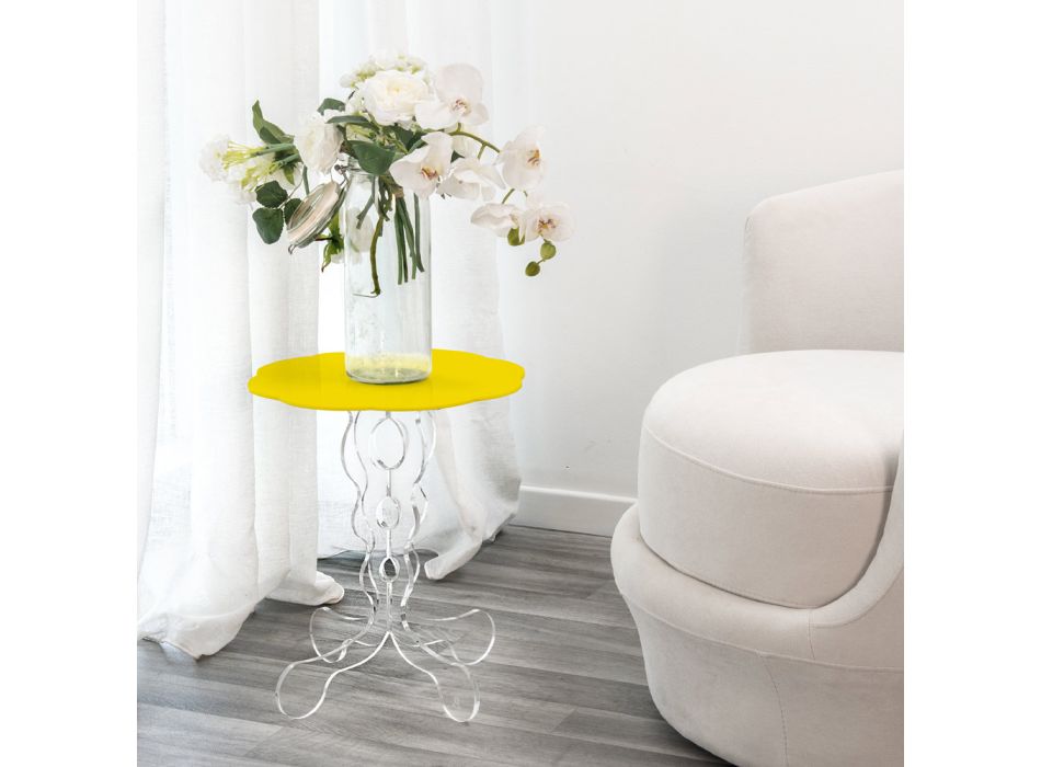 Round yellow coffee table, diameter 36cm, modern design Janis, made in Italy Viadurini