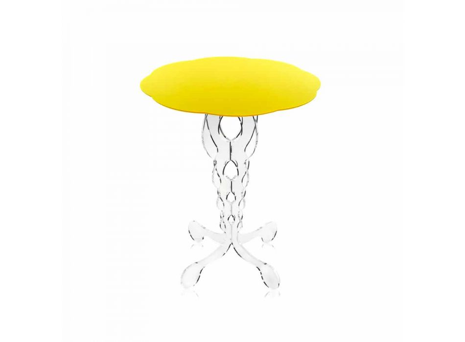 Yellow round coffee table diameter 50cm modern design Janis, made in Italy Viadurini
