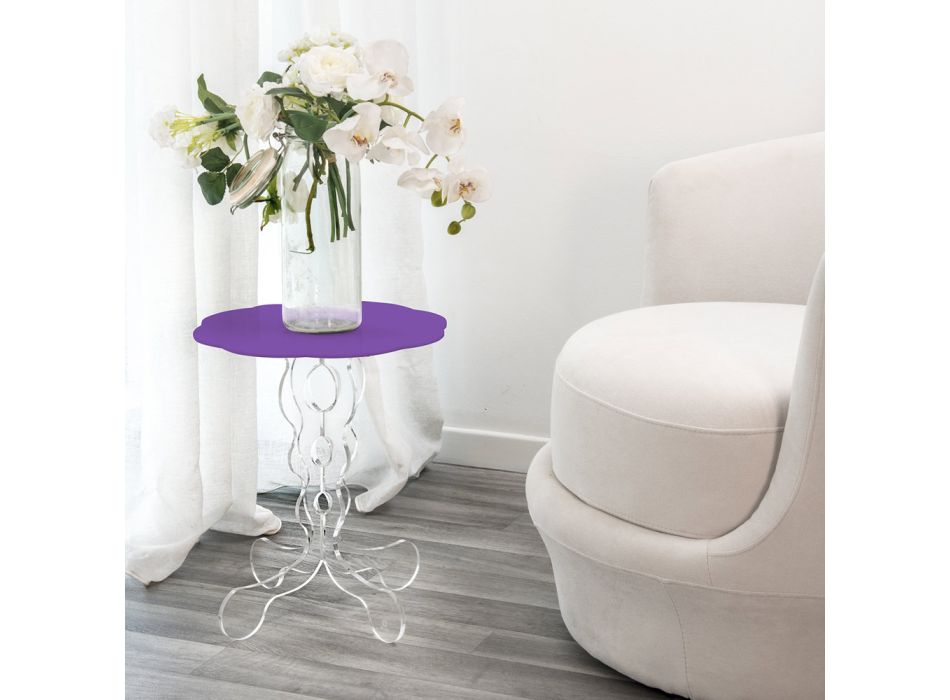 Round lavender coffee table 50 cm modern design Janis, made in Italy Viadurini