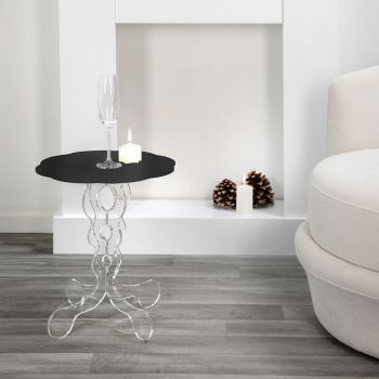Round black coffee table diameter 36 cm modern design Janis, made in Italy