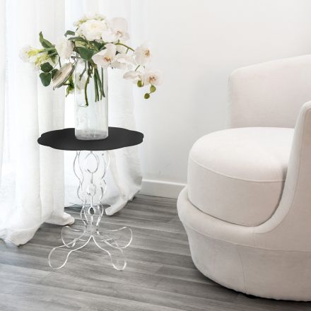 Round black coffee table diameter 36 cm modern design Janis, made in Italy Viadurini