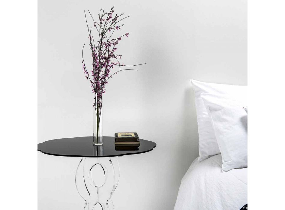 Black round coffee table 50 cm Janis, modern design, made in Italy