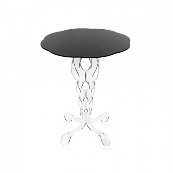 Round black coffee table diameter 50 cm modern design Janis, made in Italy