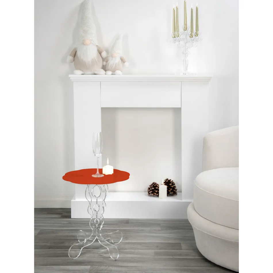 Round red coffee table diameter 50 cm Janis modern design, made in Italy Viadurini