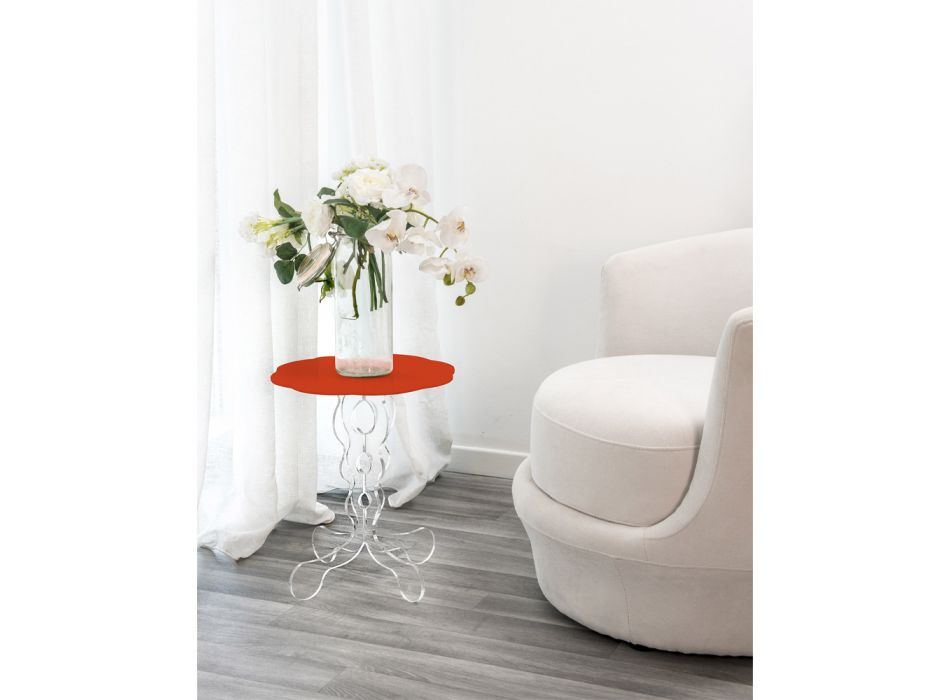 Round red coffee table diameter 50 cm Janis modern design, made in Italy Viadurini