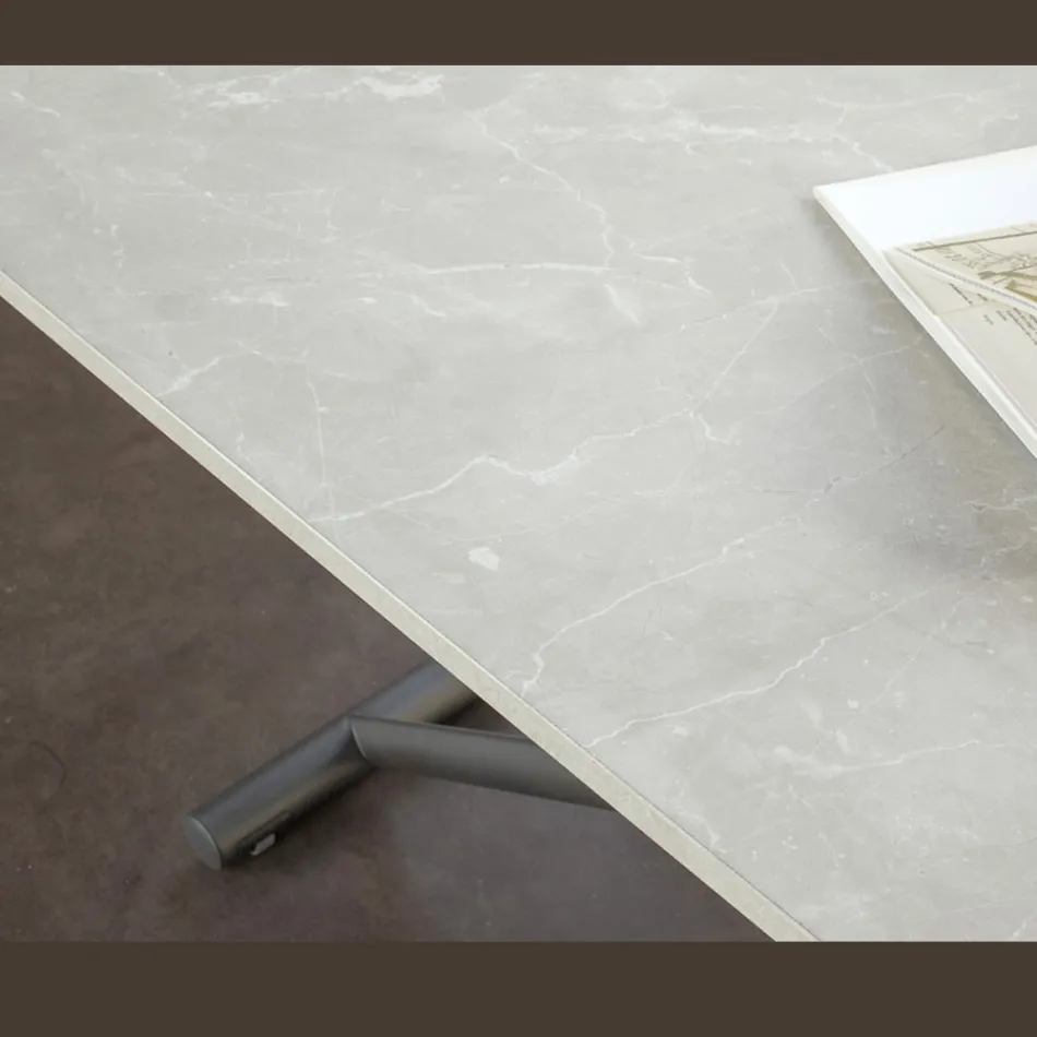 Transformable Coffee Table with Adjustable Height up to 82 cm Made in Italy - Wheel Viadurini