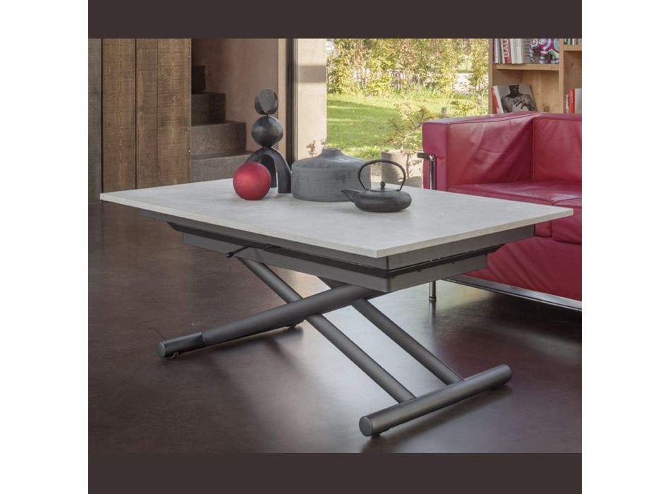 Transformable Coffee Table with Adjustable Height up to 82 cm Made in Italy - Wheel Viadurini