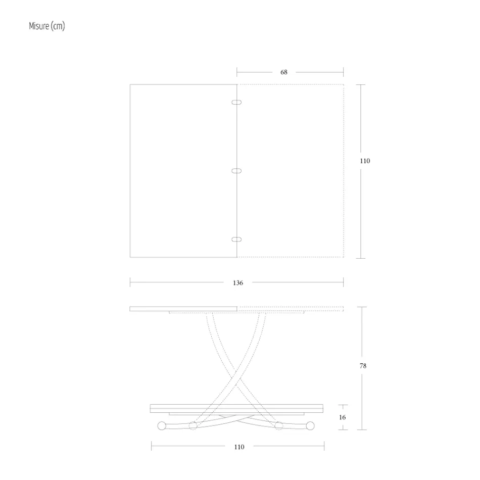 Transformable Coffee Table in Metal and Ceramic Design Made in Italy - Saturn Viadurini