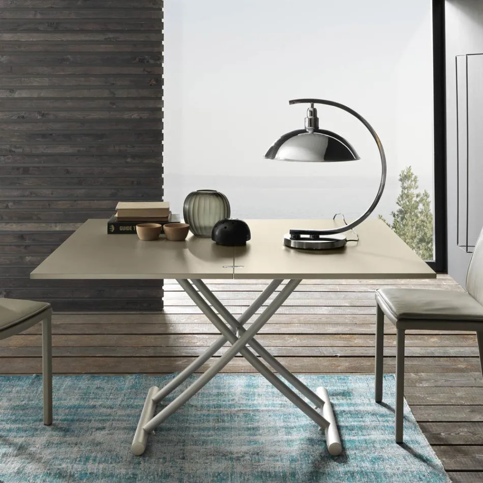 Transformable Coffee Table in Metal and Ceramic Design Made in Italy - Saturn Viadurini