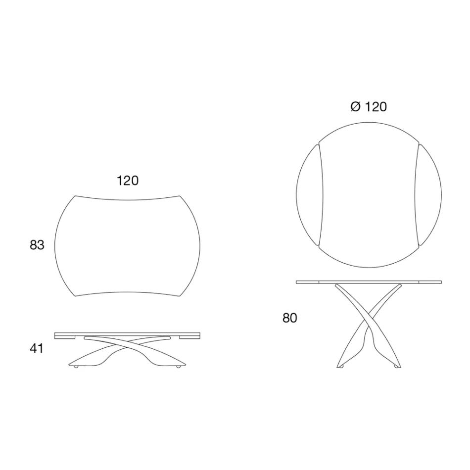 Transformable Coffee Table in Metal and Glass Living Room Table - Giordano Viadurini