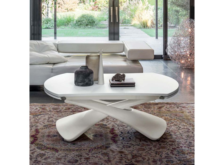 Transformable Coffee Table in Metal and Glass Living Room Table - Giordano Viadurini