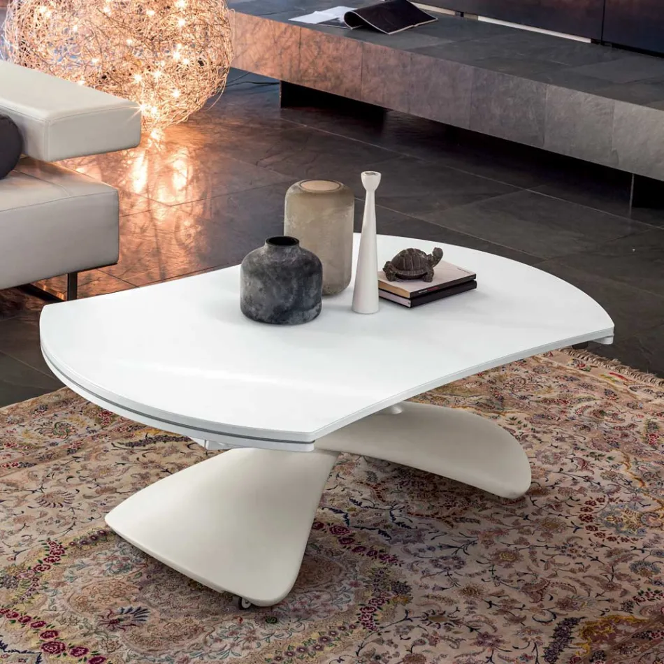 Transformable Coffee Table in Metal and Glass Living Room Table - Giordano Viadurini