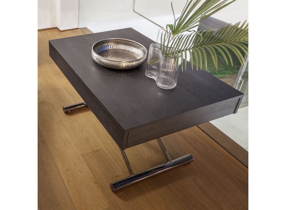 Modern Transformable Coffee Table in Metal and Wood Made in Italy - Universe Viadurini