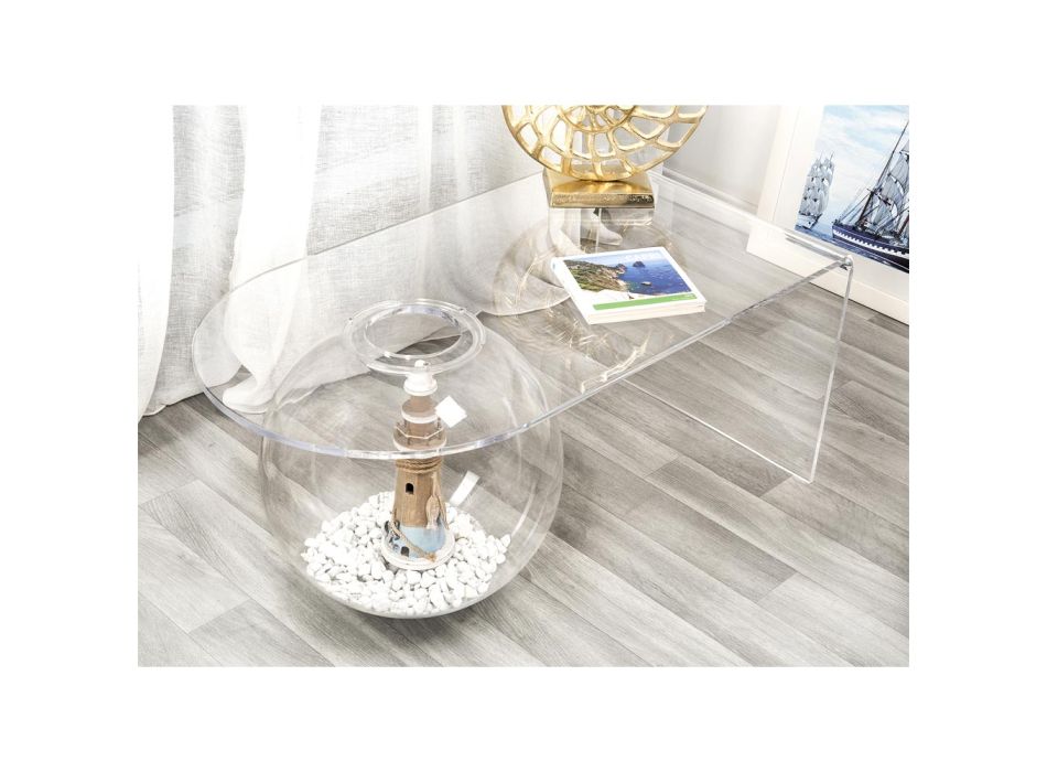 Transparent modern design coffee table L90xH40xP48 cm Bolly, made in Italy Viadurini