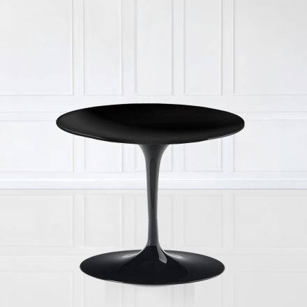 Eero Saarinen Tulip Coffee Table H 39 with Black Liquid Laminate Top Made in Italy - Scarlet Viadurini