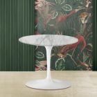 Tulip Coffee Table Eero Saarinen H 39 with Round Top in Arabescato Marble Viadurini