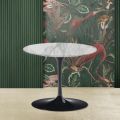 Tulip Eero Saarinen H 39 Coffee Table with Arabesque Marble Round Top - Scarlet