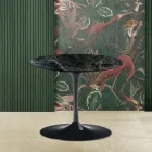 Tulip Coffee Table Eero Saarinen H 39 with Round Top in Green Alpi Marble Viadurini