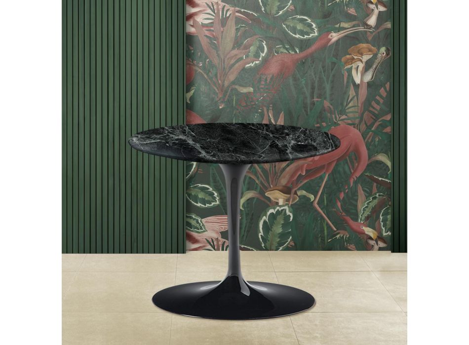 Tulip Coffee Table Eero Saarinen H 39 with Round Top in Green Alpi Marble Viadurini