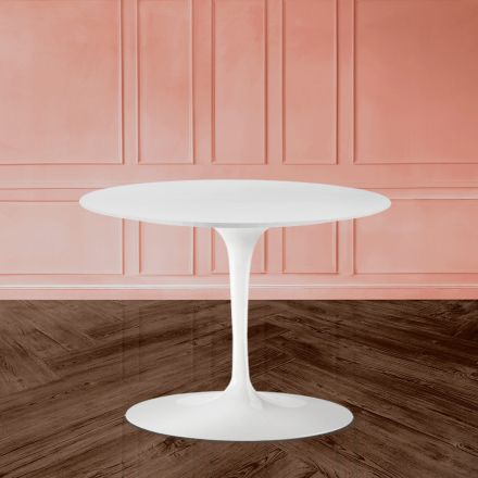 Tulip Coffee Table Eero Saarinen H 39 Oval in White Liquid Laminate Made in Italy - Scarlet Viadurini