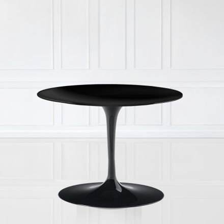 Tulip Coffee Table Eero Saarinen H 39 Oval in Black Liquid Laminate Made in Italy - Scarlet Viadurini