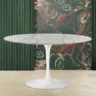 Tulip Coffee Table Eero Saarinen H 41 with Oval Top in Carrara Statuarietto Marble Viadurini
