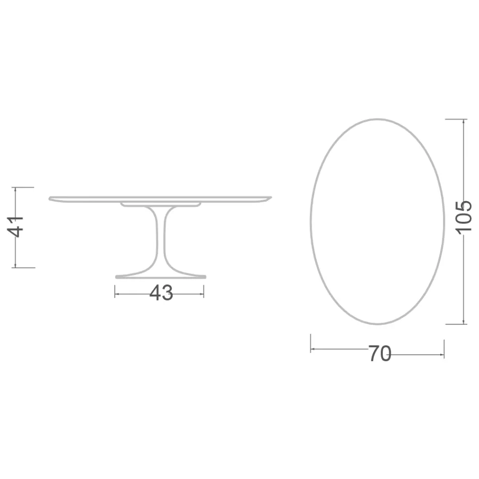 Tulip Coffee Table Eero Saarinen H 41 with Oval Top in Carrara Statuarietto Marble Viadurini