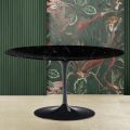 Tulip Eero Saarinen H 41 Coffee Table with Oval Top in Black Marquinia Marble - Scarlet