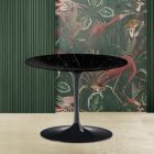 Tulip Coffee Table Eero Saarinen H 41 with Round Black Marquinia Marble Top Viadurini