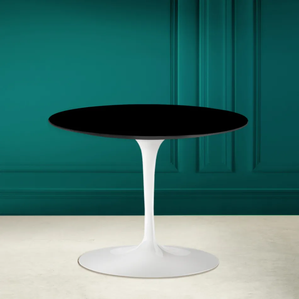 Tulip Coffee Table Eero Saarinen H 41 in Absolute Black Ceramic Made in Italy - Scarlet Viadurini