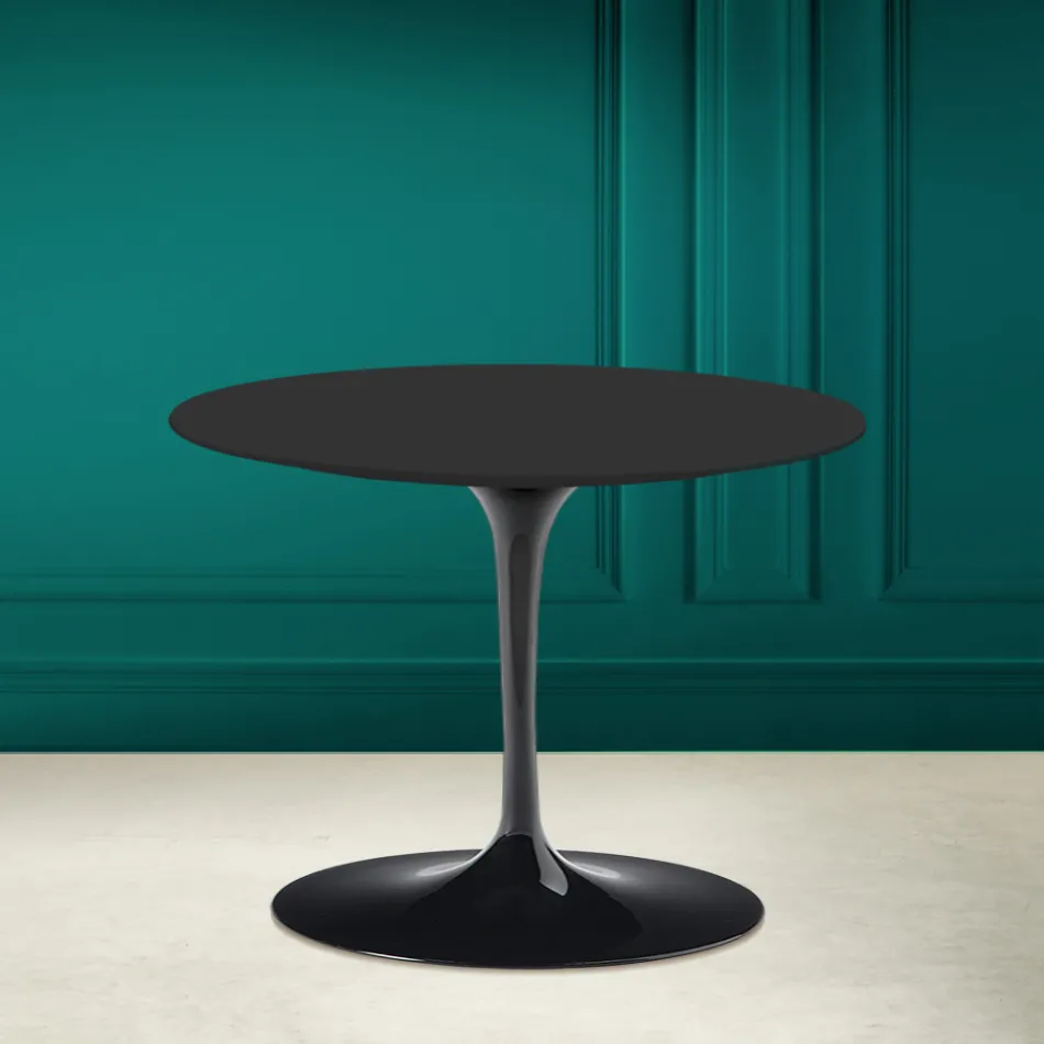 Tulip Coffee Table Eero Saarinen H 41 in Noir Soft Ceramic Made in Italy - Scarlet Viadurini