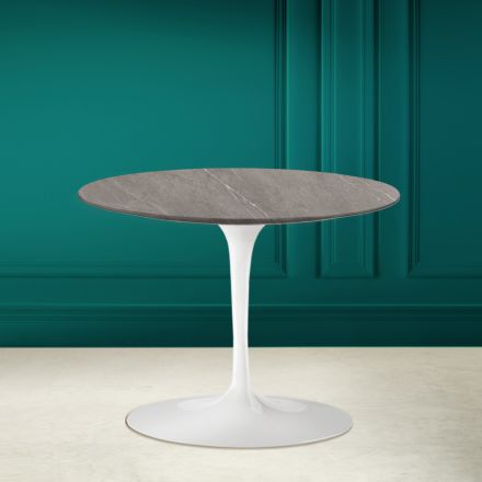 Tulip Coffee Table Eero Saarinen H 41 in Gray Stone Ceramic Made in Italy - Scarlet Viadurini