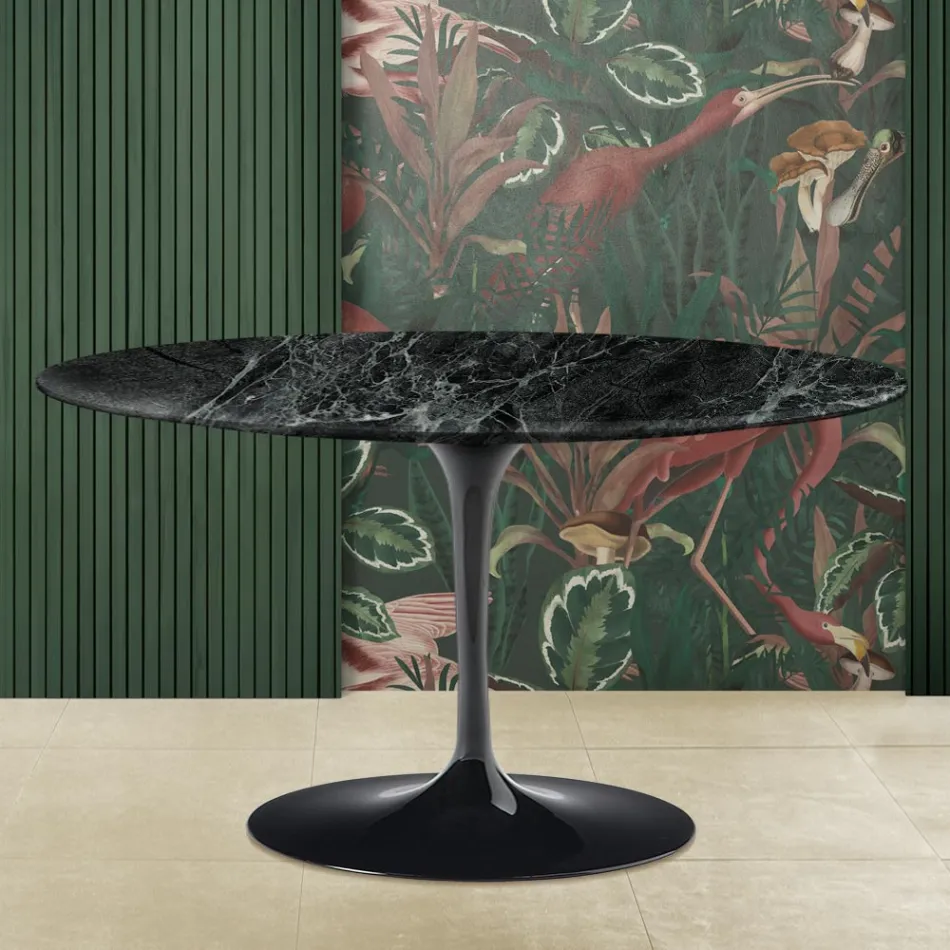 Tulip Coffee Table Eero Saarinen H 41 in Green Alpi Marble Made in Italy Viadurini