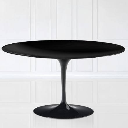 Tulip Coffee Table Eero Saarinen H 41 Oval with Black Liquid Laminate - Scarlet Top Viadurini