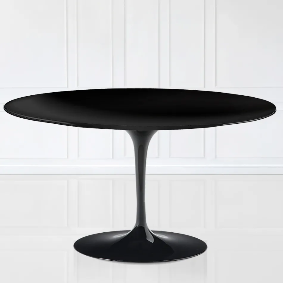 Tulip Coffee Table Eero Saarinen H 41 Oval with Black Liquid Laminate - Scarlet Top Viadurini
