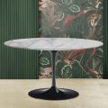 Tulip Eero Saarinen H 41 Oval Coffee Table with Arabesque Marble Top Made in Italy - Scarlet