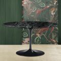 Tulip Eero Saarinen H 41 Oval Coffee Table with Green Alps Marble Top Made in Italy - Scarlet