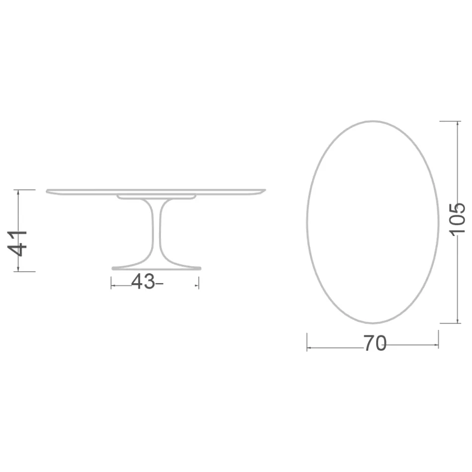 Eero Saarinen H 41 Oval Tulip Coffee Table in Diamond Cream Ceramic Made in Italy - Scarlet Viadurini