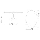 Eero Saarinen H 41 Oval Tulip Coffee Table in Diamond Cream Ceramic Made in Italy - Scarlet Viadurini