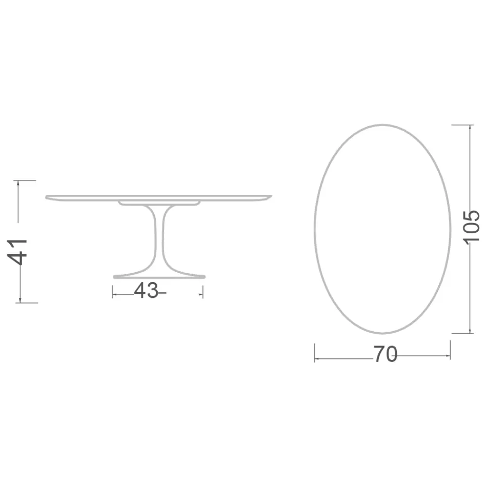 Eero Saarinen H 41 Oval Tulip Coffee Table in Moonè Ceramic Made in Italy - Scarlet Viadurini