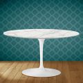 Tulip Eero Saarinen H 41 Oval Coffee Table in Morpheus Ceramic Made in Italy - Scarlet