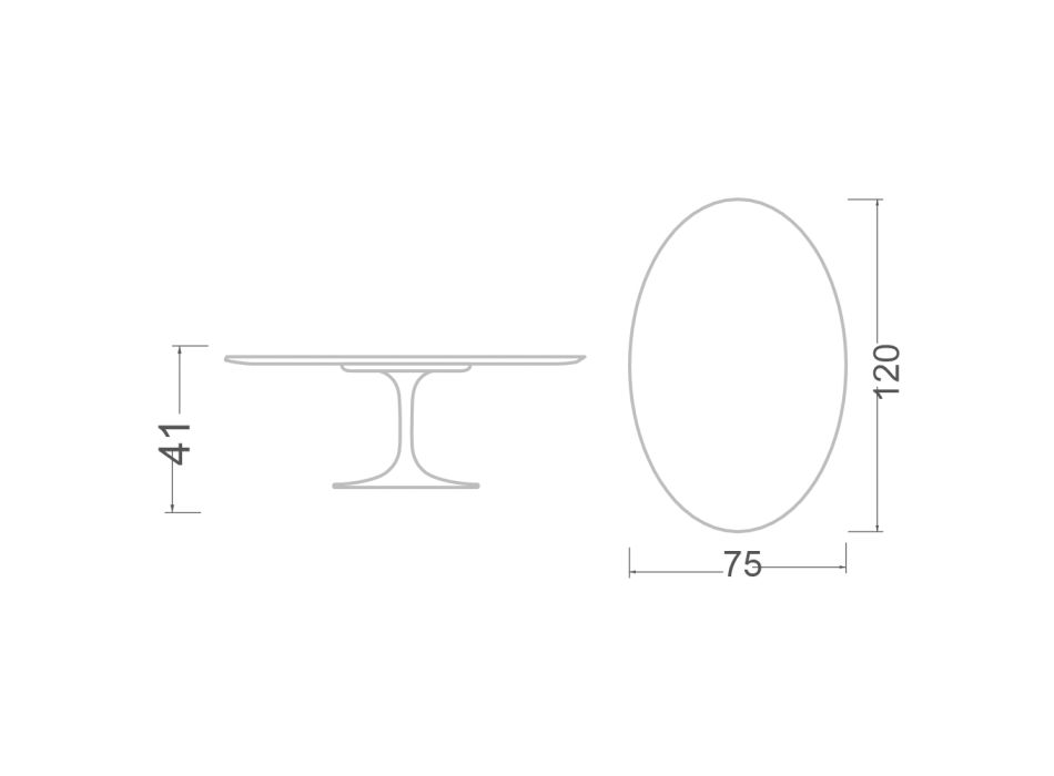 Tulip Coffee Table Eero Saarinen H 41 Oval in Rem Ceramic Made in Italy - Scarlet Viadurini
