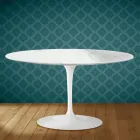 Eero Saarinen Tulip Coffee Table H 41 Oval in Salina Ceramic Made in Italy - Scarlet Viadurini